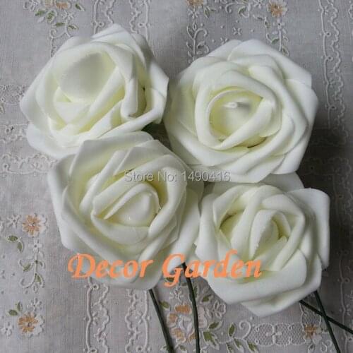 Wholesale 50PCS 7CM PE Ivory Artificial Foam Roses For DIY Wedding Bouquet Wrist Roses Flowers Home Floral Decor
