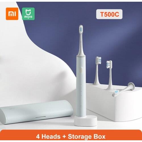 Original Xiaomi Mijia Sonic Electric Toothbrush T500C 4 Brush Heads with Storage Box Wireless Induction Charging Gift Package