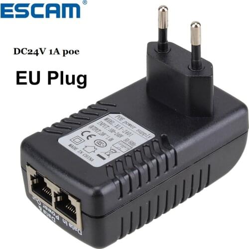 ESCAM DC24V 1A 24W POE Injector for CCTV IP Camera POE injector POE Switch Ethernet Adapter EU/US/UK/AU Standard Optional