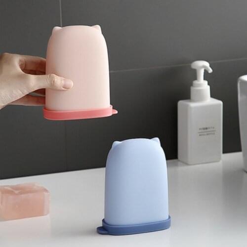 Portable Soap Box Silicone Storage Tray Hanging Soap Holder Dish Drain Bathroom Storage Box Travel Supplies Organizer Soap Case
