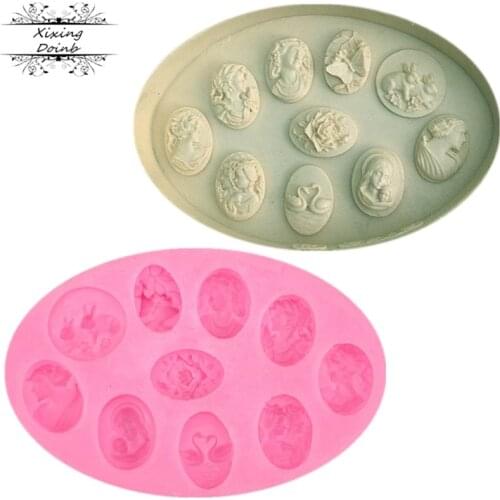 Frame female head mold chocolate cake decoration tool DIY baking jelly silicone mold