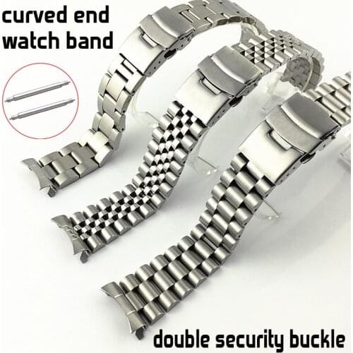 Solid 316L Stainless Steel Watchband 18 19 20 21 22 23 24 26 28 30mm Curved End Watch Band Strap Replacement Wristbands Bracelet