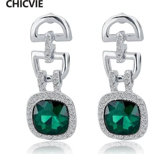 CHICVIE NEW Wholesale Drop Stainless Steel Earrings For Women Female Classic Crystal Earrings Fashion Jewelry Earrings SER140304