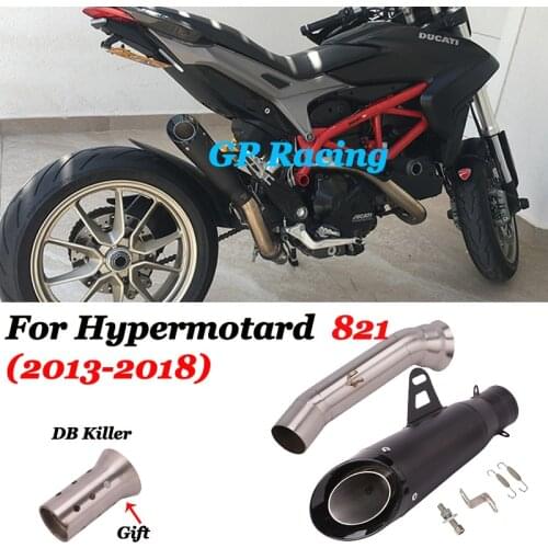 Slip On For DUCATI Hypermotard 821 2013 - 2018 Motorcycle Exhaust Escape Modified Connection Middle Link Pipe Muffler DB Killer