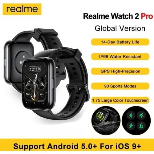 Realme Watch 2 Pro Smart Band 1.75" Color Display Dual Satellite GPS 90 Sports Modes 14-Day Battery Life IP68 Water Smartwatch
