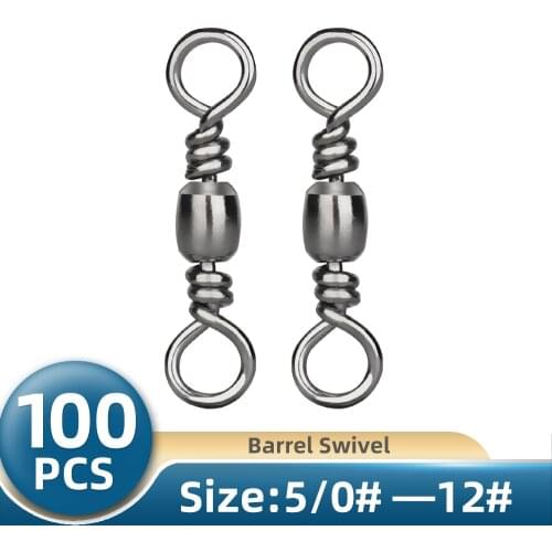 TIANNSII 100pcs Bearing Swivel Fishing Connector Carbon Steel Solid Ring Sea Fish Hooks Connector for Fishing Lure Accessories