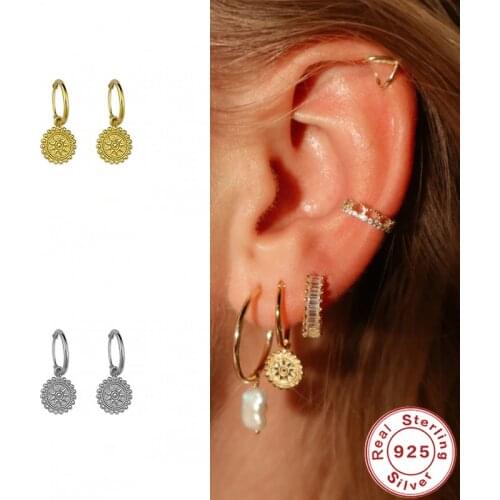 Viny Octagonal Star Round Pendientes Plata 925 Sterling Silver Earrings For Women Earrings Hoops Серьги 2021 Trend Vintage Aros