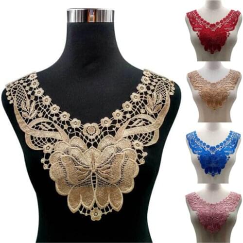 Embroidered Neckline Lace Applique Cocktail Party Collar Flower Sewing Patch
