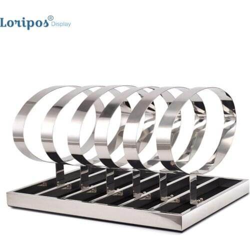 High End Stainless Steel Belt Bracket Stand Rack Display Holder Storage Show Shelf Five-holders Ring