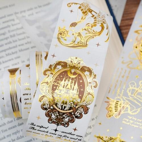 1 Roll Bronzing Japanese Washi Paper Tape Awahara Mirror Series Handbook Diary DIY Released Decorative Stickers 8 Styles