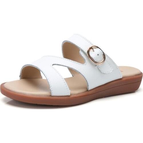 2020 Summer Sandals Women Slippers Slip On Flat Slides Sandals Women Leather Suede Slides Ladies Slippers Flip Flops