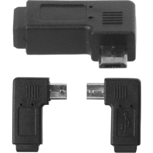 90° Left & Right Angled Mini USB 5Pin Female To Micro USB Male Data Sync Adapter