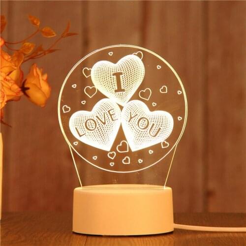 Creative Pattern Acrylic LED Night Light Various Styles Bedroom Mild Light New Year Lighting Decor Kids Gift