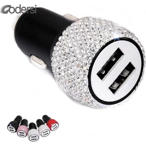 Dual USB Port Fast Charging Car Charger Safety Hammer Design To Help Break Windows In Emergencies With Bling Rhinestones Crystal