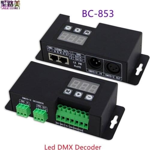 BC-853 New Led DMX Decoder DMX512 Constant Voltage Decoder 6A*3CH DMX512/1990 input signal 3 Channel Output PWM*3 DC12V-24V