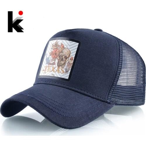 Snapback Cap Cotton Baseball Caps Men Women Hip Hop Dad Mesh Hat With Skull Patern Outdoor Casual Trucker Caps Breathable Gorras