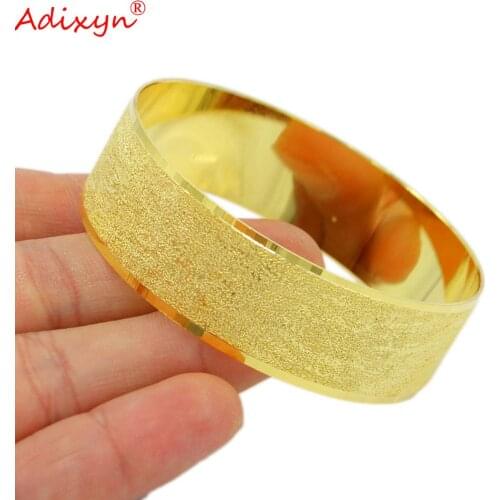 Adixyn Ethiopian Gold Bangle for Women Gold Color Brass Jewelry Dubai Bracelets African Middle East Bride Wedding Gift N12073