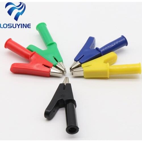 Cleqee P2002 2PCS 5 Color 380V 20A Crocodile Alligator Clips Safety Test folders For 4mm Banana Plugs