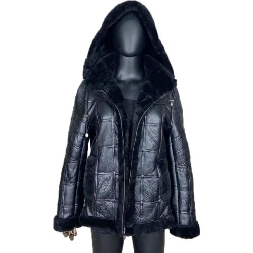 CNEGOVIK Women's Sheepskin Coats With A Hood China