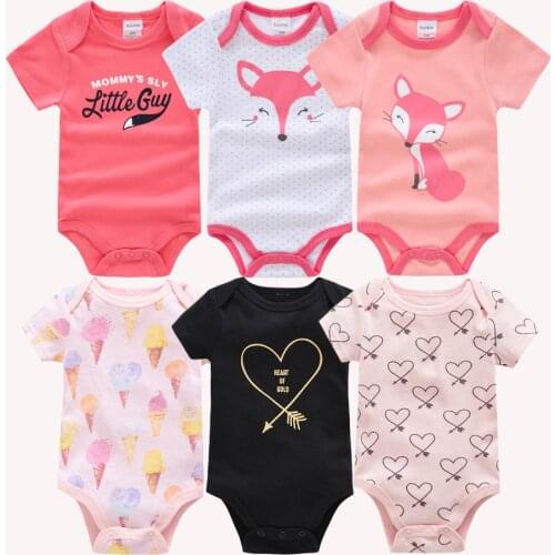 Kavkas Baby Girls Bodysuits 6 pcs/lot Summer Cotton Baby Clothes Short Sleeve Newborn body bebe 0-3 months Infant Clothing