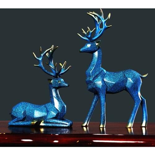 Home Ornament Modern Solid Color Elk Shaped Resin Figurine Decorative Artware Desktop Decor for Sitting Room