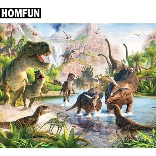 HOMFUN DIY Diamond Painting "dinosaur Dragon" Full Drill Square Round Diamond Embroidery 5D Cross Stitch Decoration Home A00484