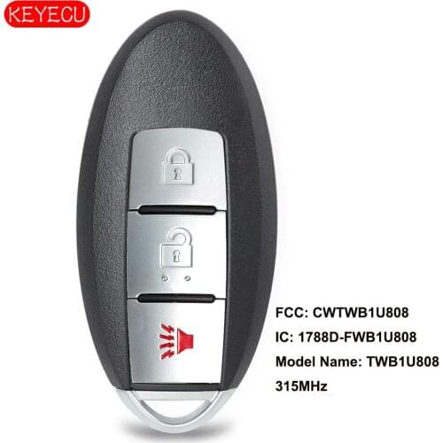 Keyecu Remote Key Fob 2 Button 315MHz for Nissan Cube Juke Leaf Quest 2015 2016 2017 FCC: CWTWB1U808