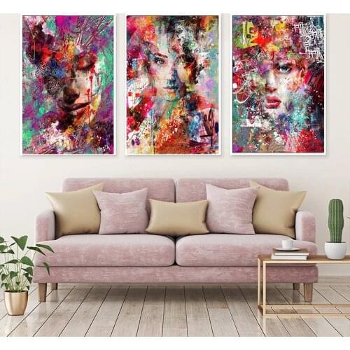 Colorful Woman Portrait Graffiti Art Posters Print Abstract Nordic Girl Canvas Paintings On The Wall Art Pictures For Home Decor