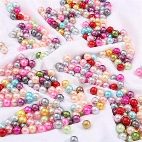 3/4/6/8/10mm Round Multi Color No Hole Acrylic Imitation Pearl Loose Beads For DIY Scrapbook Clothing Sewing Supplies Decoration