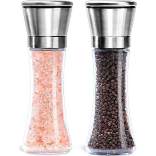 Kitchen Salt and Pepper Grinder 6oz Stainless Steel Mill Shakers Easy To Use Fill BBQ Cooking Utensil Spice Pepper Grinder