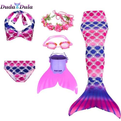 Girls Swimming Mermaid Tails New Little Children Ariel Tail Mermaid Swimsuit Cosplay Costume Swimwear Bathing Suit Add Fin