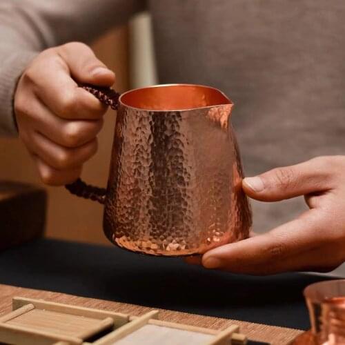 500ml Pure Copper Latte Pitcher Milk Jug Water Pots Kettles Hammer Handcraft Drinkware Tableware
