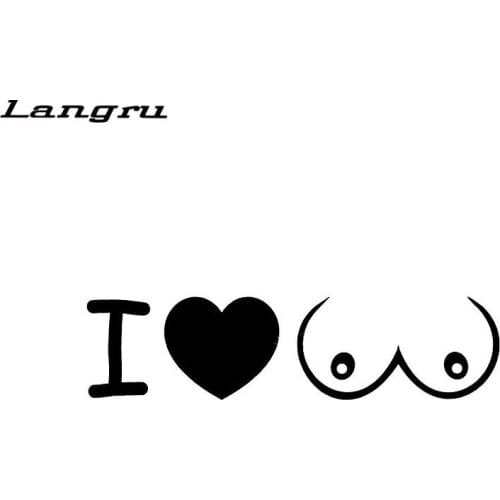 Langru Wholesale I Love Boobs Heart Tits Boobies Hooters Ta-tas Car Sticker Rear Windshield Decal Vinyl Decals Accessories Jdm