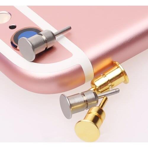 2pcs metal Dustproof Plug For iPhone samsung Phone Anti Dust plug 3.5mm Earphone Jack & Sim Card Needle Mobile Phone Tool Tray