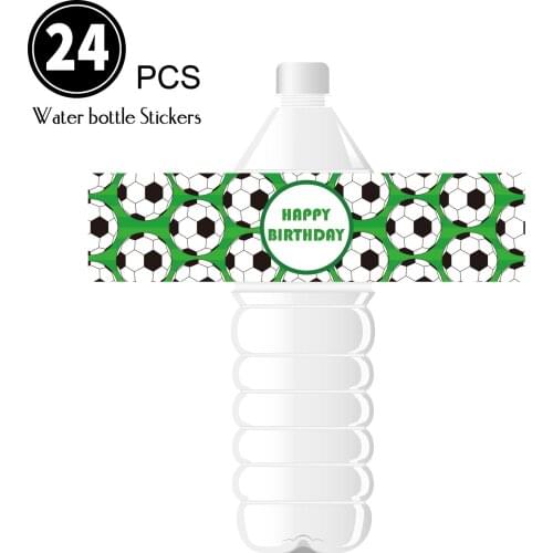 24Pcs Happy Birthday Football Basketball Water Bottle Stickers Birthday Party Decoration For Kids