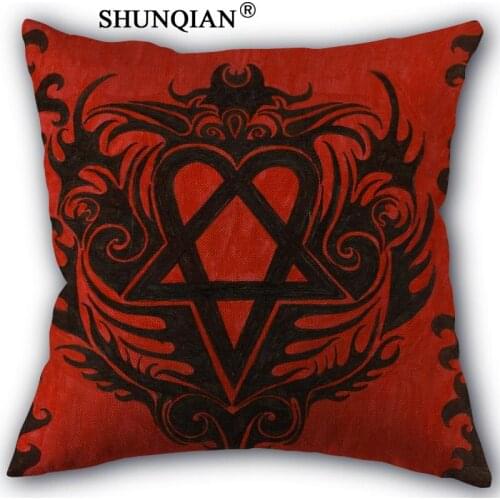 Him heartagram Pillowcase Cotton Linen Square Zippered Pillow Cover Unique Design Customize Your Picture 45x45cm one side