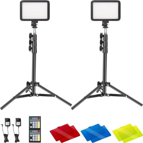 Neewer 2-Pack Conference Lighting Kit with Remote Control for Zoom Call Meeting/Remote Working/Live Streaming, LED Video Light