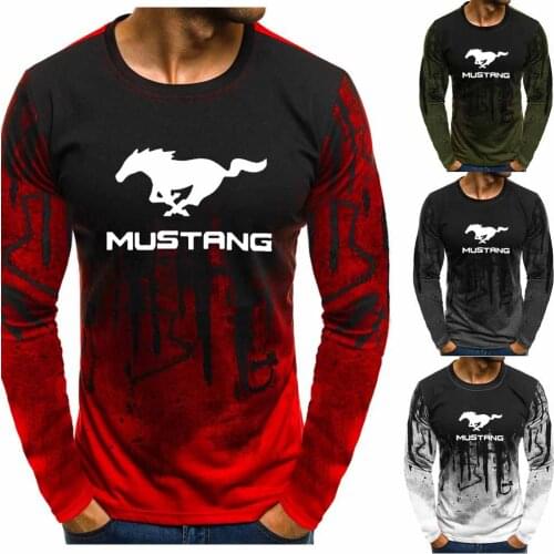 New Fashion Cotton Mens pullover Mustang Car Logo Print Fleece O-Neck pullover Sweatshirts Streetwear Mens tops