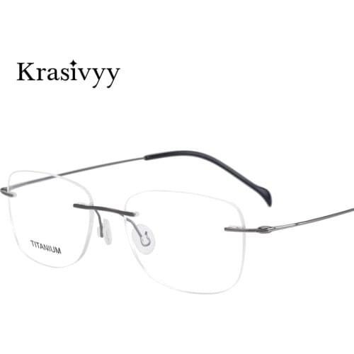 Krasivyy Square Rimless Glasses Frame Men Brand Designer Myopia Optical Prescription Eyeglasses Pure Titanium Screwless Eyewear