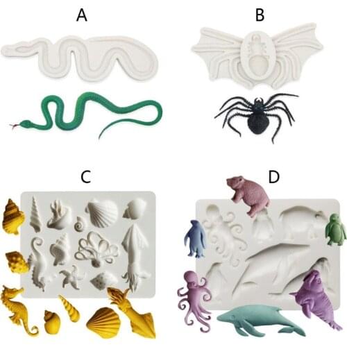 Rattlesnake Spider Keychain Earrings DIY Resin Casting Molds Shell Conch Octopus Penguin Bear Molds Jewelry Making Tools X4YA