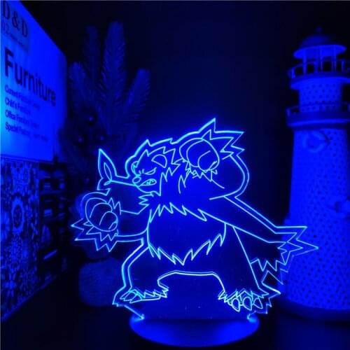 Pokemon Pangoro 3D Night Light Home Decoration Lighting LED Lamp Cute Lampara Led Manga Anime Figure Takara Tomy Lights Lampe