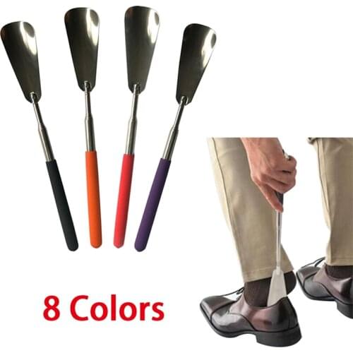 Telescopic Steel Long Handle Professional Shoe Horn Flexible Long Handle Shoehorn Useful Shoe Lifter Shoe Spoon