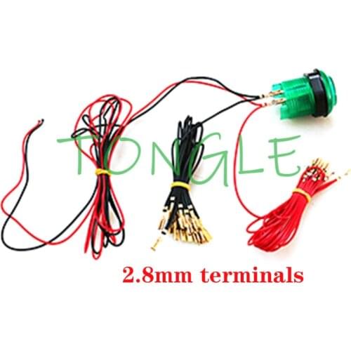 LED Push Button Cable 5V/ 12v LED Lamp Cable 2.8mm & 6.3mm Terminal And 2Pin Wire Harness For 10 Buttons