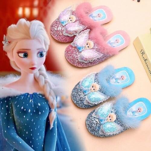 Girls' Wool Slippers Spring and Autumn New Real Wool Home Wool Slippers Aisha Little Princess Girls' Soft Bottom Cotton Slippers