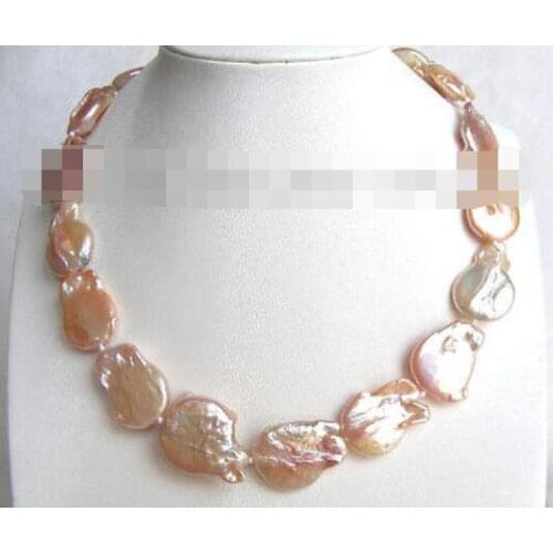 GREAT big 20mm pink nautral southsea Reborn keshi pearls necklace b1227