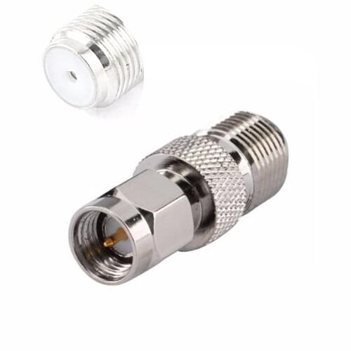 High Quality F Type Female to SMA Male Plug Straight RF Coaxial Adapter Connector Silver Tone