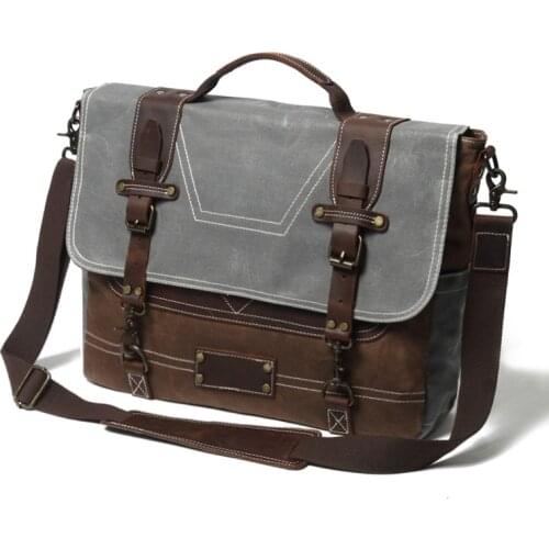 YUPINXUAN Dropshipping Vintage Messenger Bags for Men Oil Waxed Canvas Briefcase Outdoor Retro Shoulder Bags