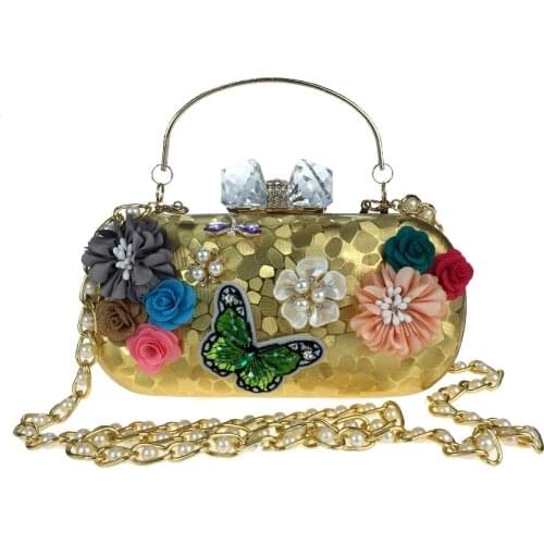 Women Evening Bag leatherette Wedding Event/Party Formal MinaudiereRhinestone Satin Flower Pearl Detailing Bead Floral Petals