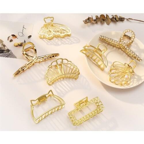Women Barrettes Metal Hair Claws Hair Accessories Hairclips Hairpins Ladies Hairgrip Headwear Girls Ornaments Crab Bands