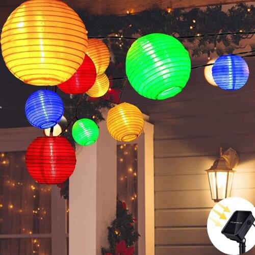 10/20/30LEDs Outdoor Solar Lantern Ball String Lights Christmas Halloween Solar Hanging Lantern Garland For Garden Yard Patio